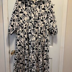 Maeve Black and White Floral Dress